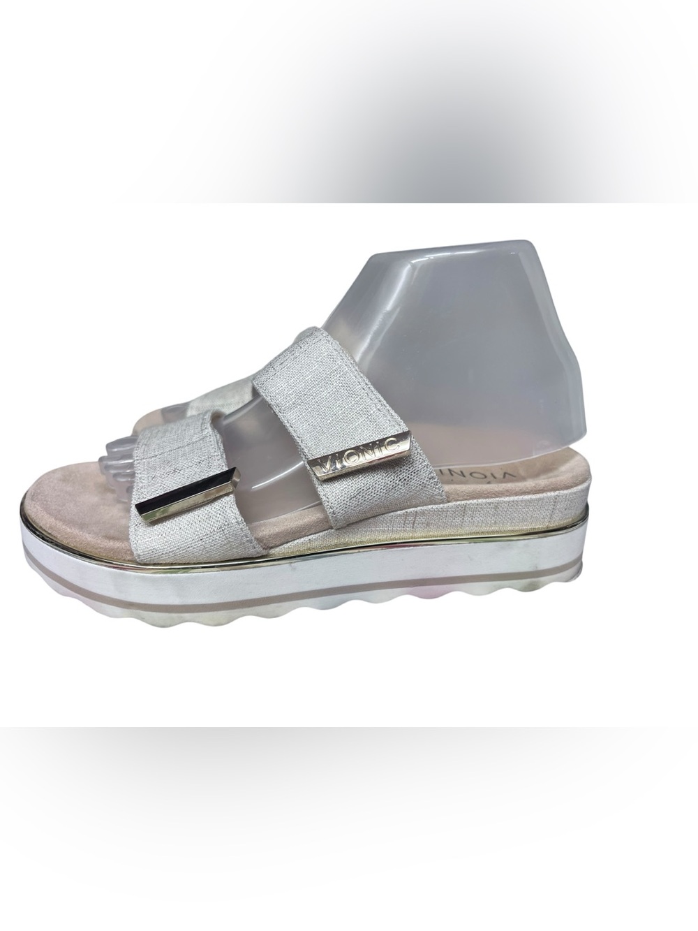 Vionic Brandie gold shimmer platform sandal size 7
